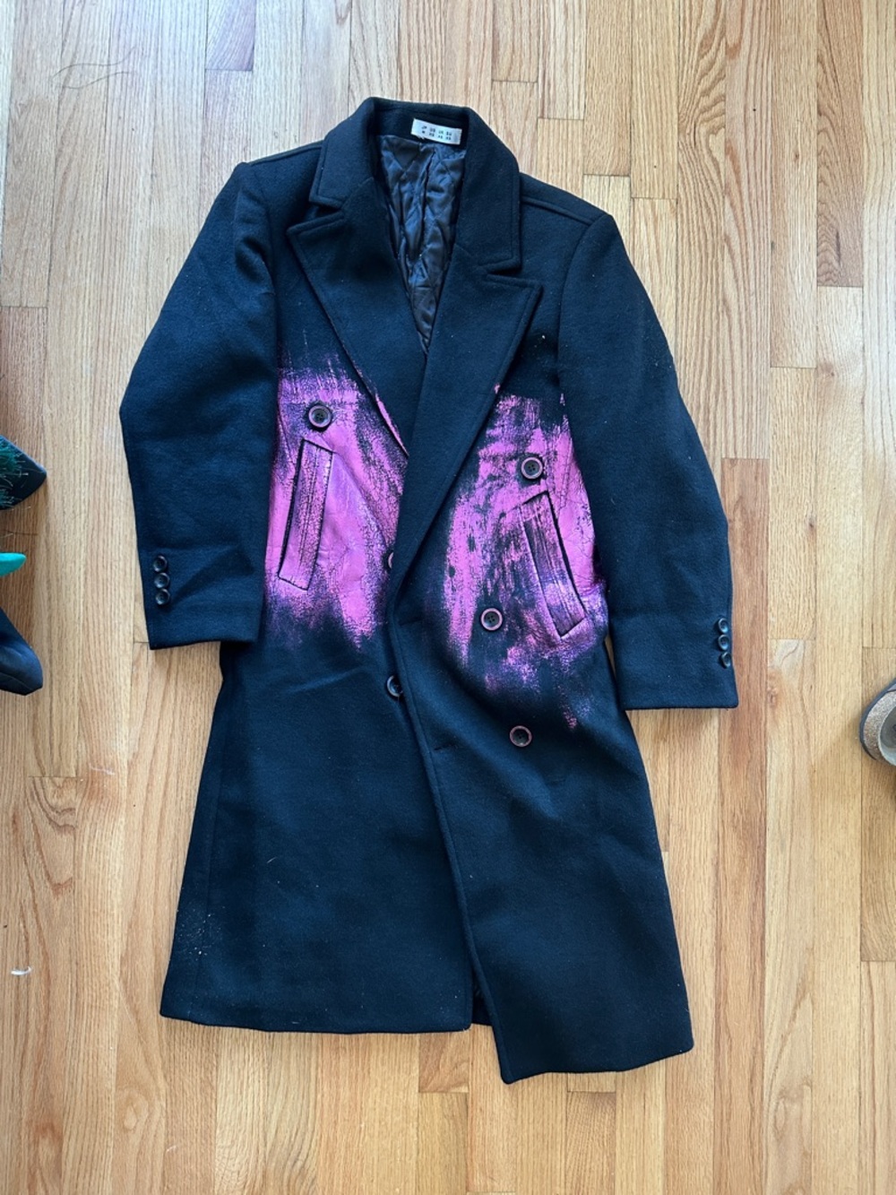 Women's Black Blazer Coat with Pink Accent